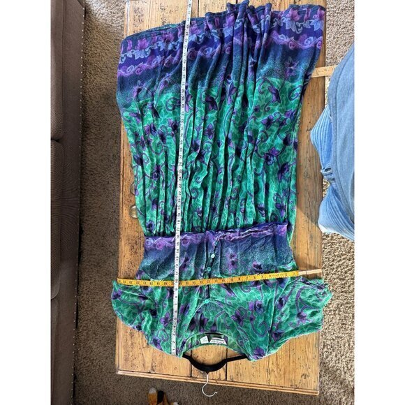 Vintage Plus Class By Just Class Women's Green Dress Size M short sleeve floral - Picture 7 of 7